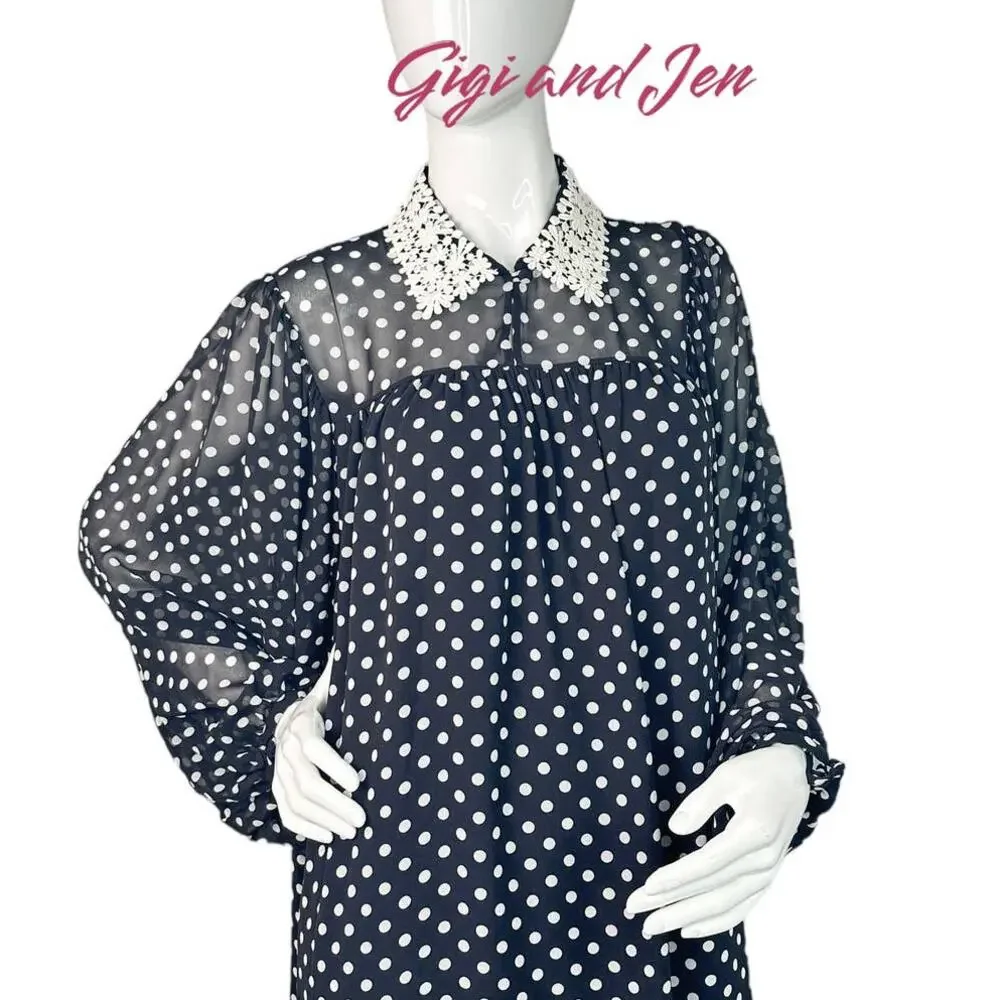 Kate spade Domino Dot Swing Dress Size Medium Black - Picture 4 of 9